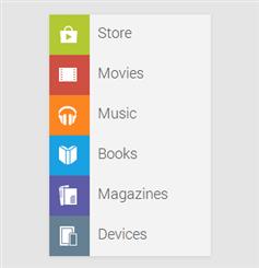 Google Play的垂直菜单