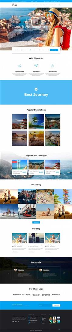 蓝色大气html旅行社旅游公司网站模板